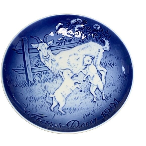 Bing & Grondahl Copenhagen Mors Dag 1991 Mothers Day Plate with Goat & Kids Desi - Picture 1 of 9